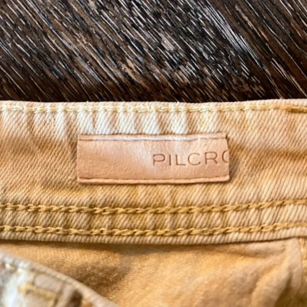 Pilcro Anthropologie Sun Washed Mustard Slim Boyfriend Jeans sz  25 - Picture 7 of 7